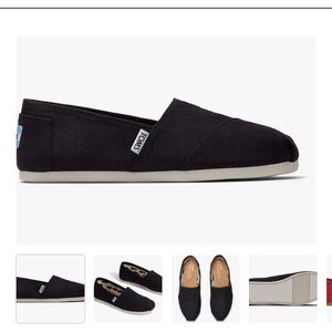 Tom’s Women’s Black Classic Alpargata Slip On Canvas Shoes Sz 9